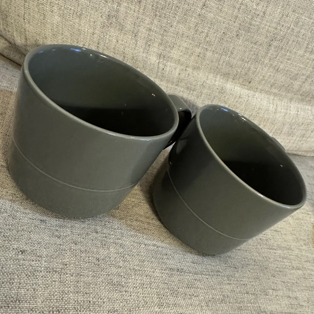 Set of 2 Crate & Barrel Hue Gray 12 ounce Mug by Aaron Probyn glossy